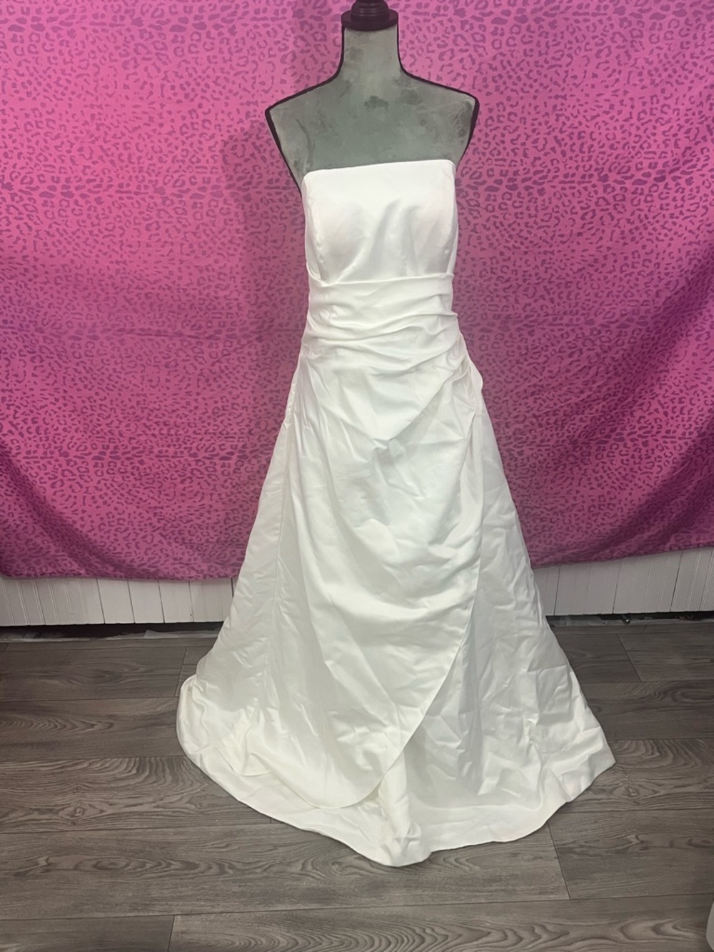 Strapless Ivory Satin A-Line Gown - Picture 2 of 2